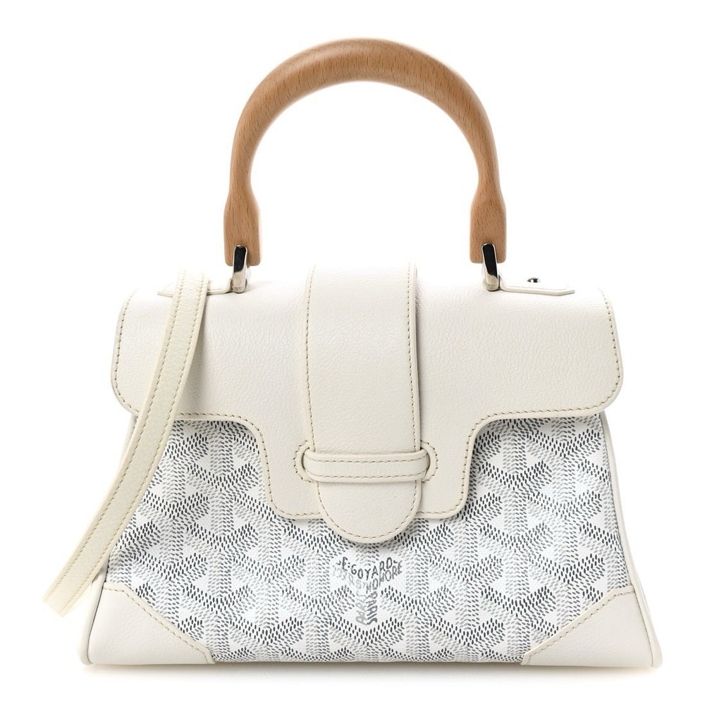 Goyard Saigon Mini bag is crafted Color White wooden handle
